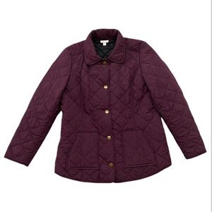 J. Jill Heritage Diamond Quilted Plum Purple Snap Barn Jacket Coat Size Medium